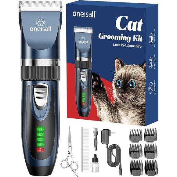 Oneisall Other - Oneisall Cat Grooming Kit Clippers Scissors Comb Hair Trimmer Set Quiet Shaver